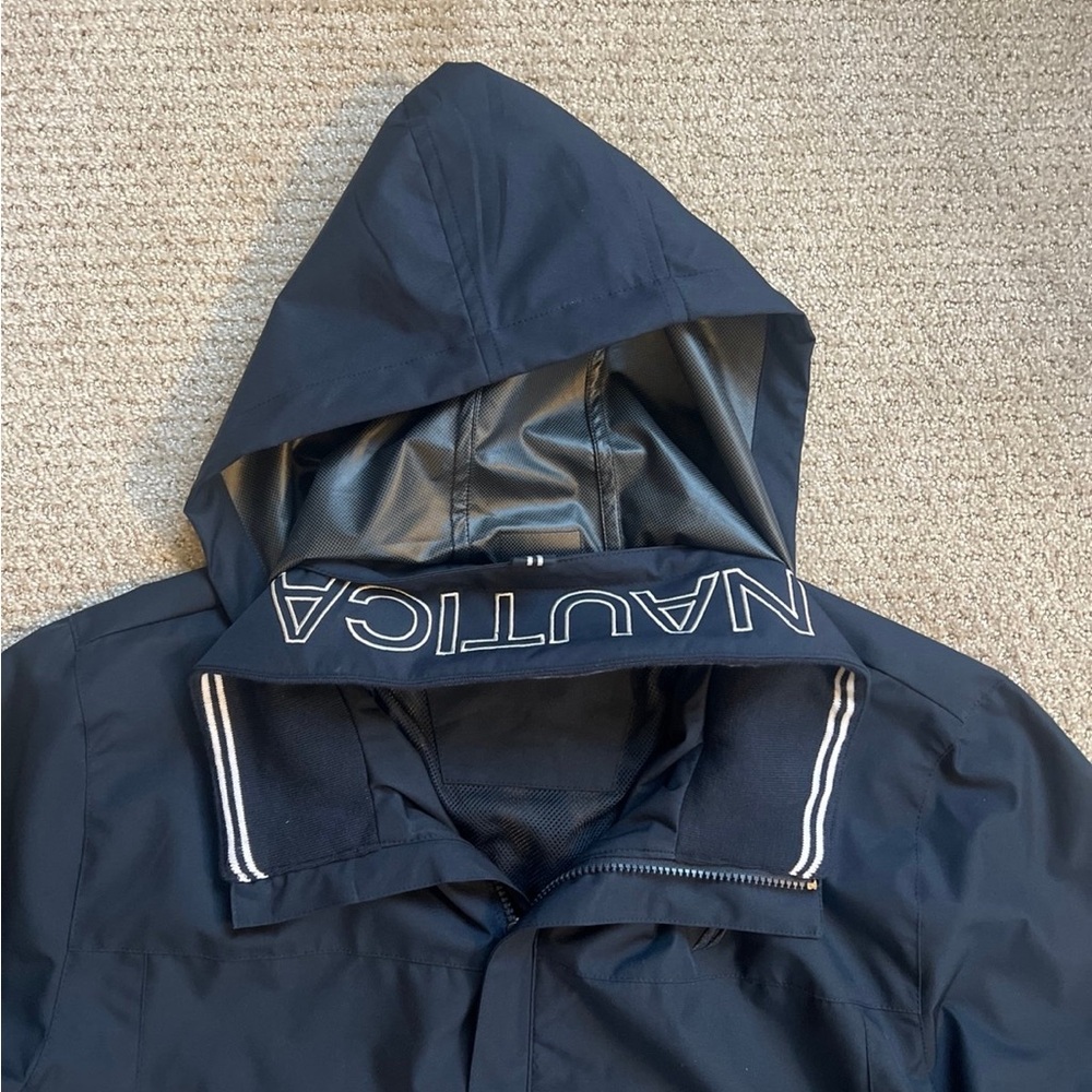 Nautica Dark Blue Hooded Raincoat - Picture 2 of 5